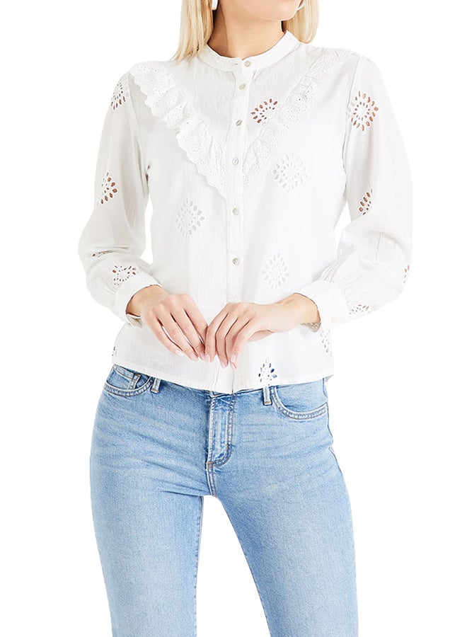 Roberta Long Sleeve Lace Shirt White