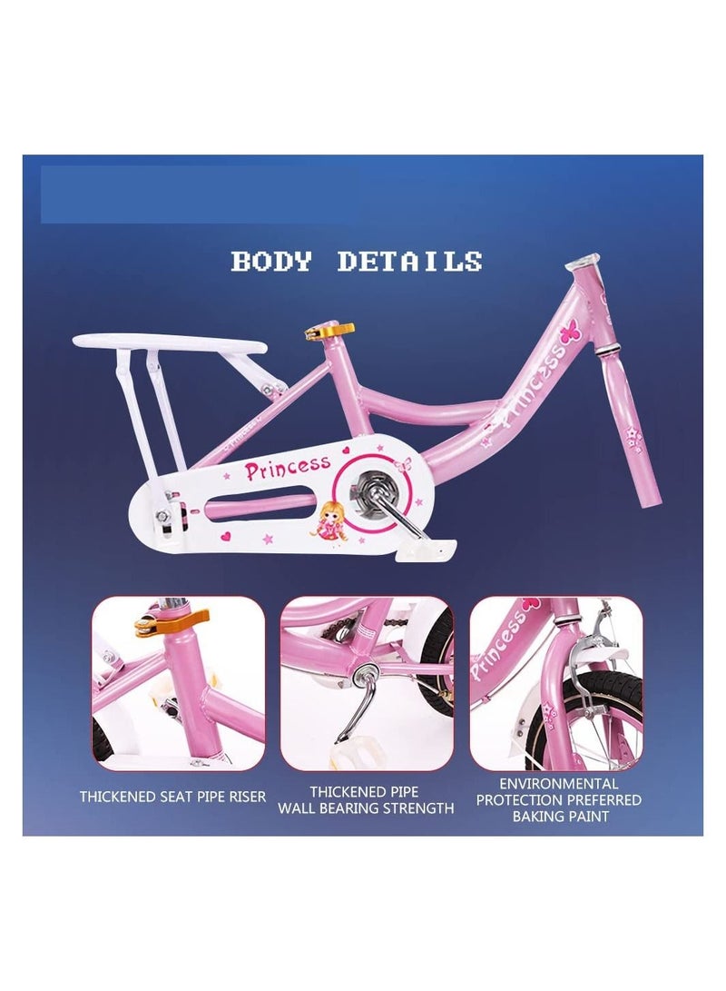 12 Inch Kids Bike with Hand Brake and Basket for Ages 3-8 Years