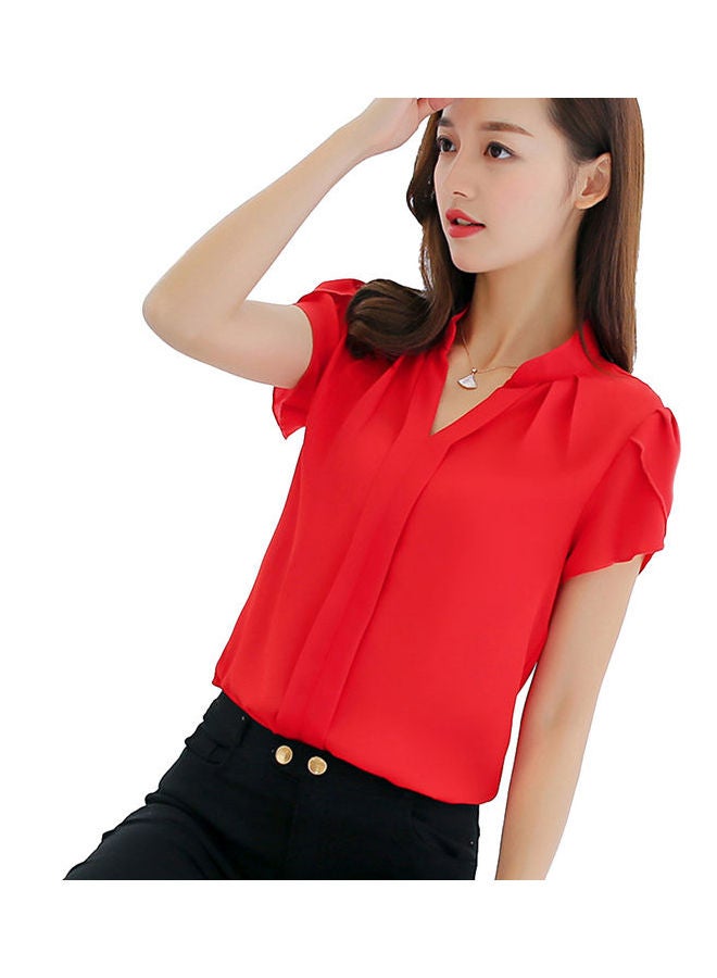 Office Lady Formal Chiffon Shirt Red