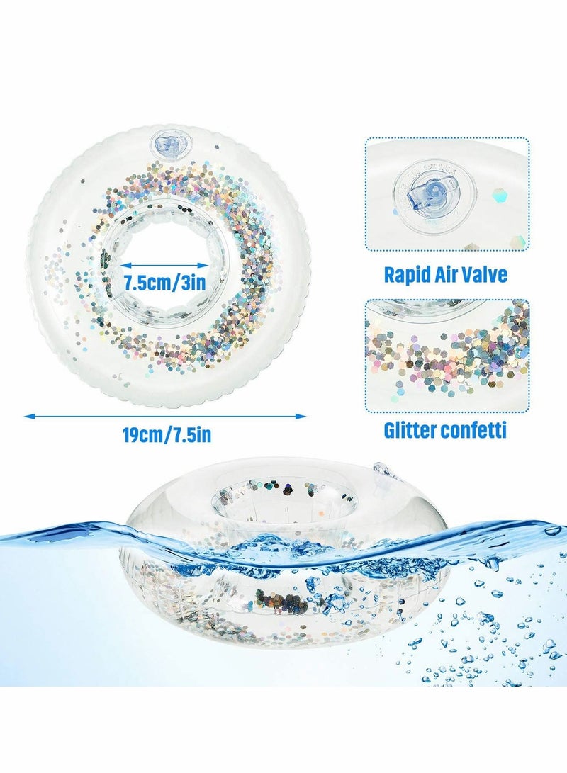 Inflatable Drink Holder, Confetti Drink Pool Floats Inflatable Cup Coasters Cup Drink Holders for Summer Pool Party Supplies and Fun Bath Shower Toys (10 Pieces)