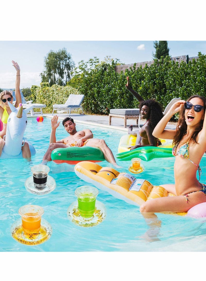 Inflatable Drink Holder, Confetti Drink Pool Floats Inflatable Cup Coasters Cup Drink Holders for Summer Pool Party Supplies and Fun Bath Shower Toys (10 Pieces)