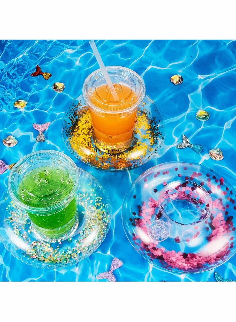 Inflatable Drink Holder, Confetti Drink Pool Floats Inflatable Cup Coasters Cup Drink Holders for Summer Pool Party Supplies and Fun Bath Shower Toys (10 Pieces)
