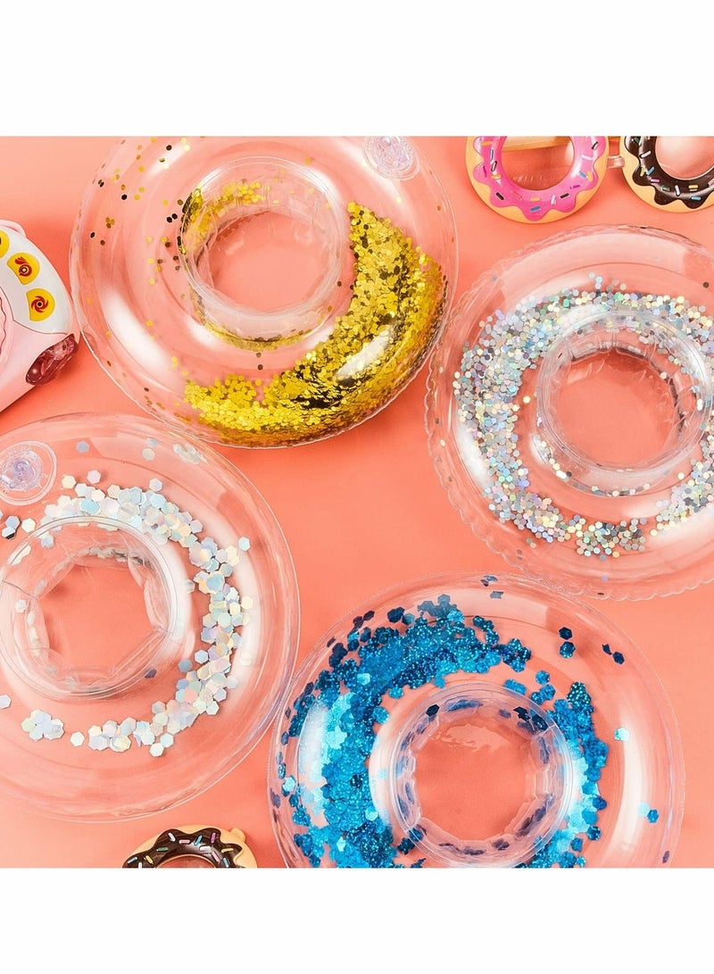 Inflatable Drink Holder, Confetti Drink Pool Floats Inflatable Cup Coasters Cup Drink Holders for Summer Pool Party Supplies and Fun Bath Shower Toys (10 Pieces)