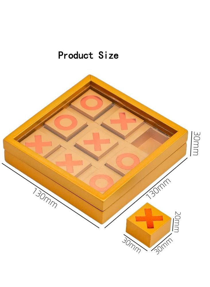 Tic Tac Toe Game Toy, Classic Wooden Checkerboard Educational Family Game Toys Set with Storage Box for Table, Decorations, Living Room, Tabletop Game for Adults and Kids