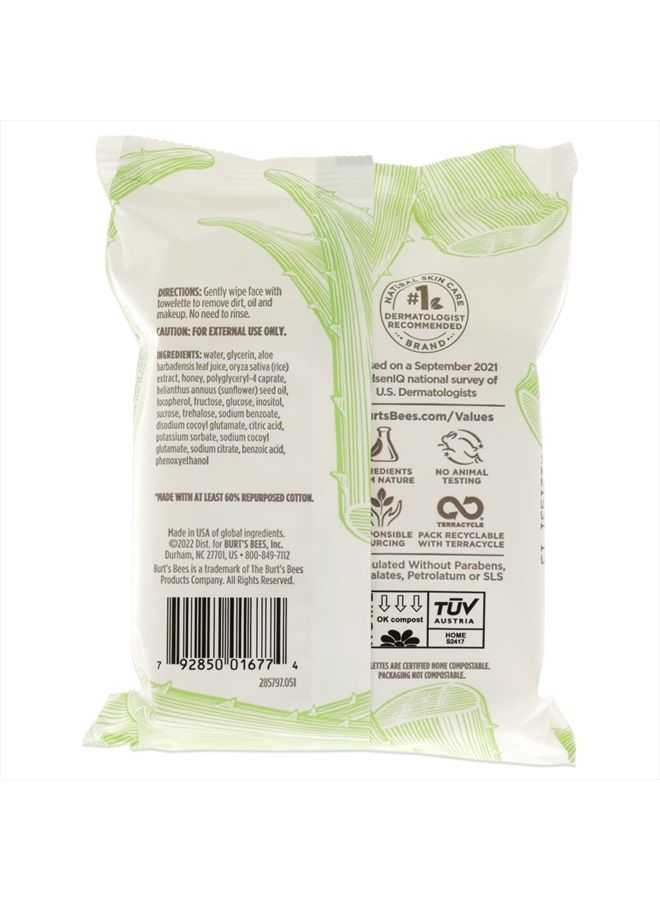 Facial Cleansing Towelette Wipes for Sensitive Skin With Cotton Extract, 90 Count (30 Count each) [3 Pack] (Package May Vary)