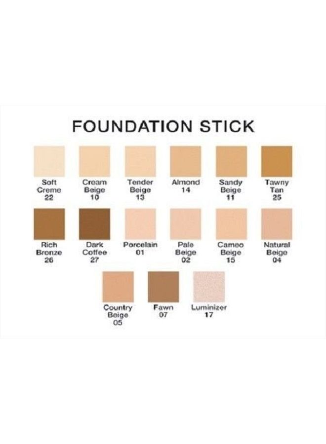 Foundation Stick Broad Spectrum SPF 15 - Creme Foundation Full Coverage Makeup Base - Goes On Creamy And Transforms to A Matte Powder Finish -Great For All Skin Types (Natural Beige)
