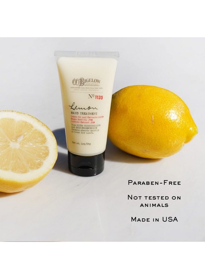 C.O. Bigelow Lemon Hand Treatment No 1135 Lemon Hand Lotion For Dry Hands With Grape Seed Oil & Lemon Extract Lemon Scented Lotion For Dry Skin 1 Oz.