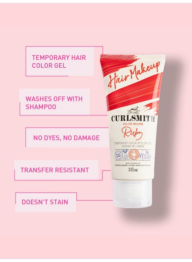 Hair Makeup Vegan Temporary Hair Color And Styling Gel (Ruby 3 Fl.Oz)