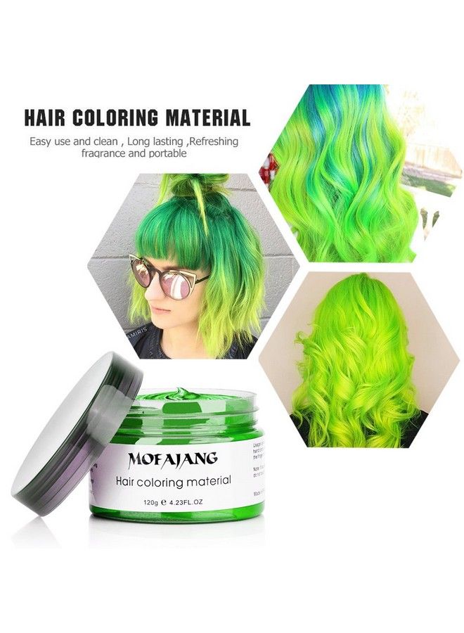 Green Hair Wax Color Sovoncare Temporary Hair Dye Wax Natural Instant Hairstyle Cream For Women & Men Party Cosplay Halloween 4.23 Oz (Green)