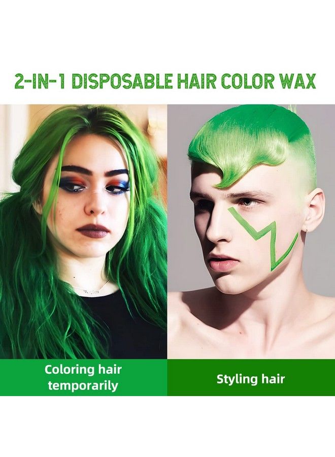 Green Hair Wax Color Sovoncare Temporary Hair Dye Wax Natural Instant Hairstyle Cream For Women & Men Party Cosplay Halloween 4.23 Oz (Green)