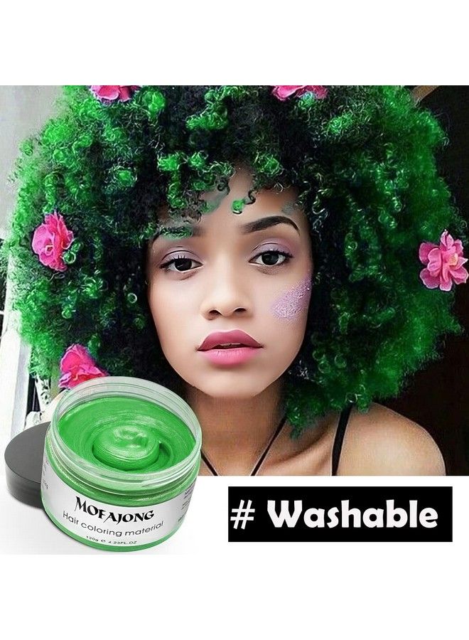 Green Hair Wax Color Sovoncare Temporary Hair Dye Wax Natural Instant Hairstyle Cream For Women & Men Party Cosplay Halloween 4.23 Oz (Green)