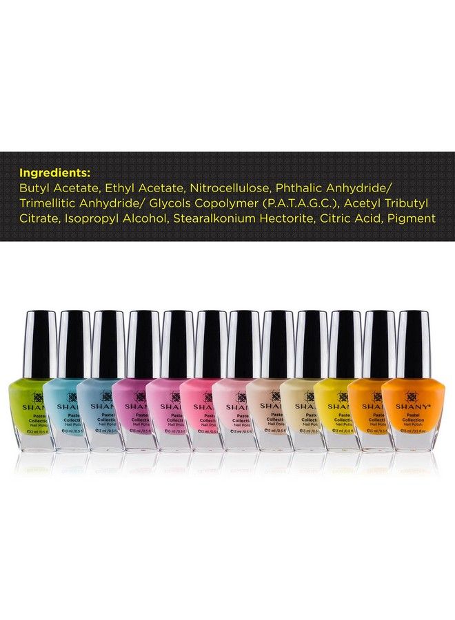 Cosmetics Nail Polish Set 12 Spring Inspired Shades In Gorgeous Semi Glossy And Shimmery Finishes Pastel Collection