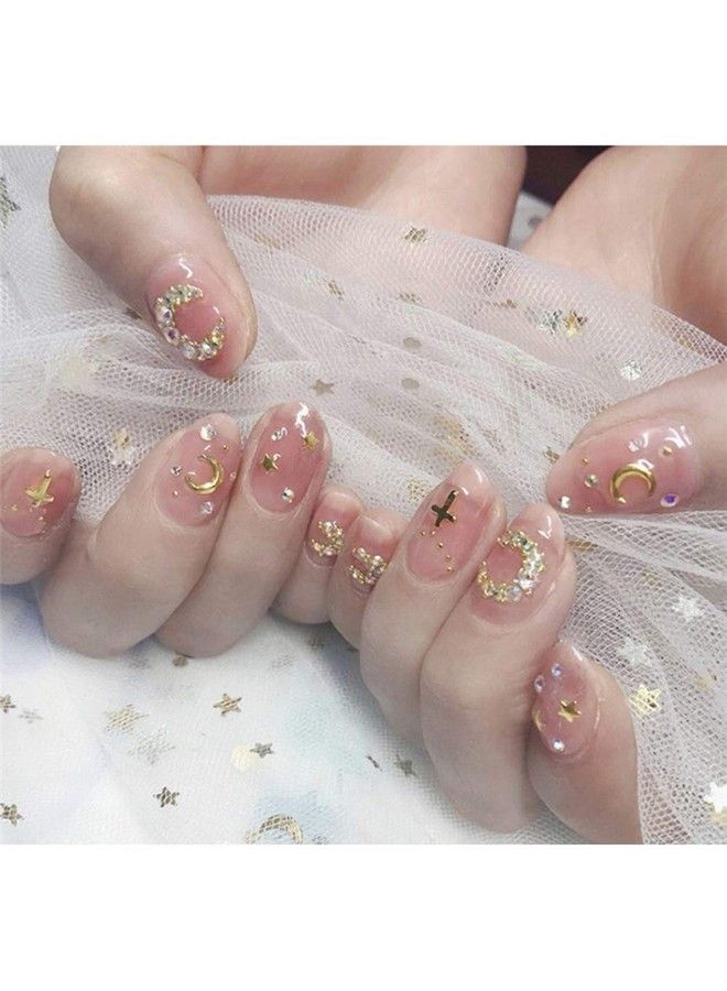 200Pcs 3D Alloy Nail Art Decorative Star And Moon Rivets Mini Nail Accessories Professional Nail Sticker Accessories