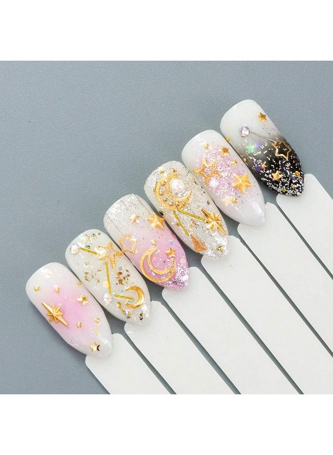 200Pcs 3D Alloy Nail Art Decorative Star And Moon Rivets Mini Nail Accessories Professional Nail Sticker Accessories