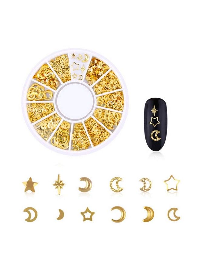 200Pcs 3D Alloy Nail Art Decorative Star And Moon Rivets Mini Nail Accessories Professional Nail Sticker Accessories
