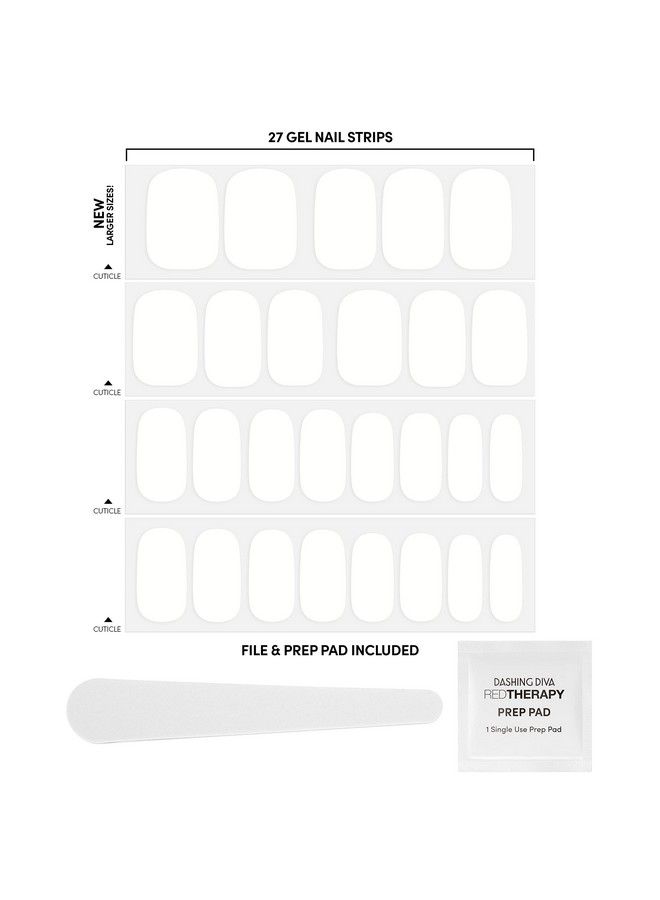 Gloss Nail Strips White Canvas | Uv Free Chip Resistant Long Lasting Gel Nail Stickers | Contains 27 Nail Wraps 1 Prep Pad 1 Nail File