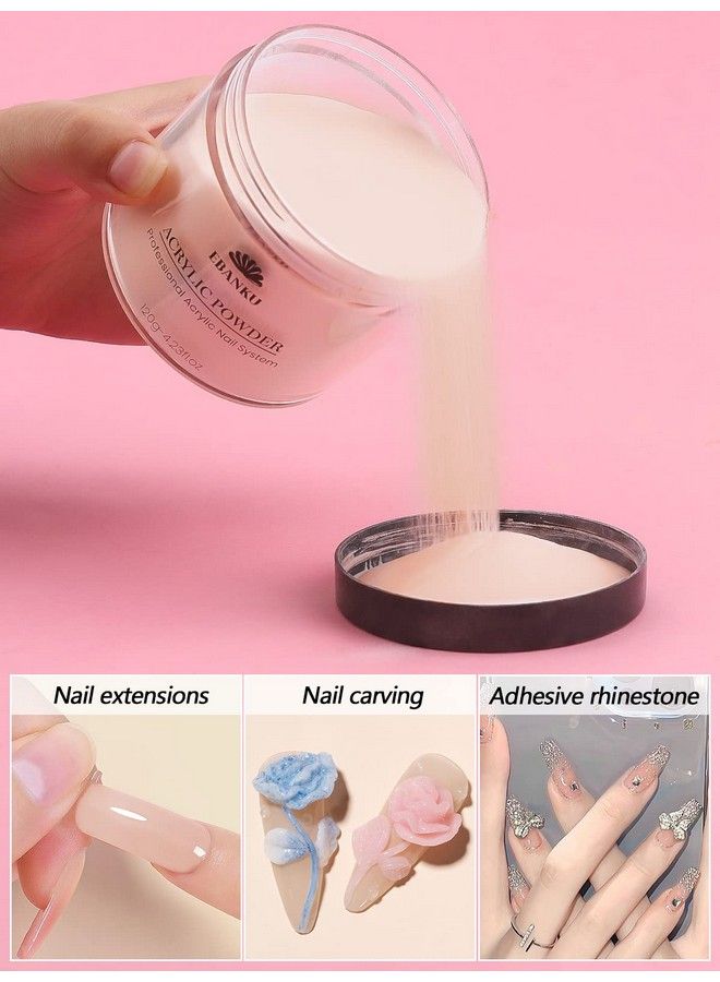 Nude Acrylic Powder 120G/4.23Oz Acrylic Powder Large Capacity Professional Acrylic Nail Powder For Nail Acrylic Extension Nail Carving Longlasting No Nail Lamp Needed