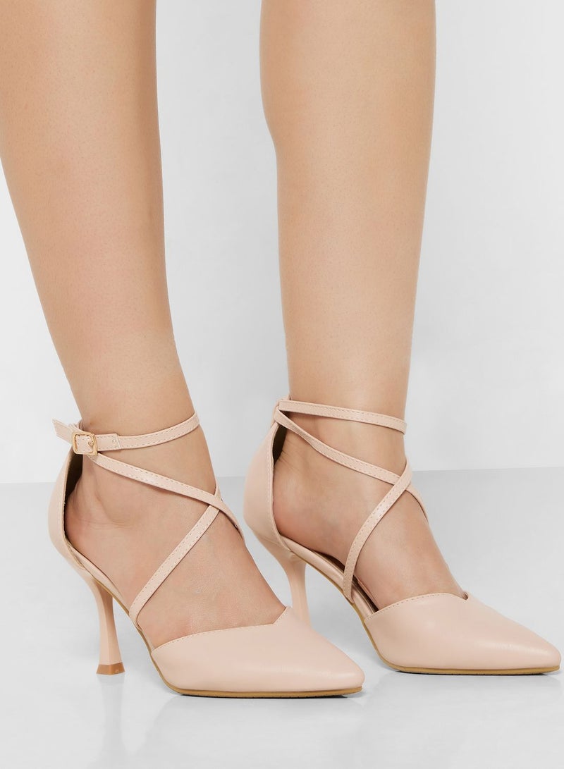 Cross Over Strap Pointed Pump
