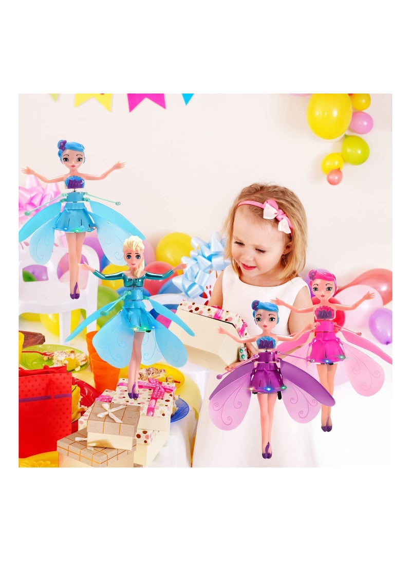 Magic Flying Fairy Princess Doll with Remote Control, Flying Fairy Doll Toys for Girls, Sky Dancers Flying Pixie Dolls Induction Control Toy, Mini Drone Toys for Kids (4 Pack)