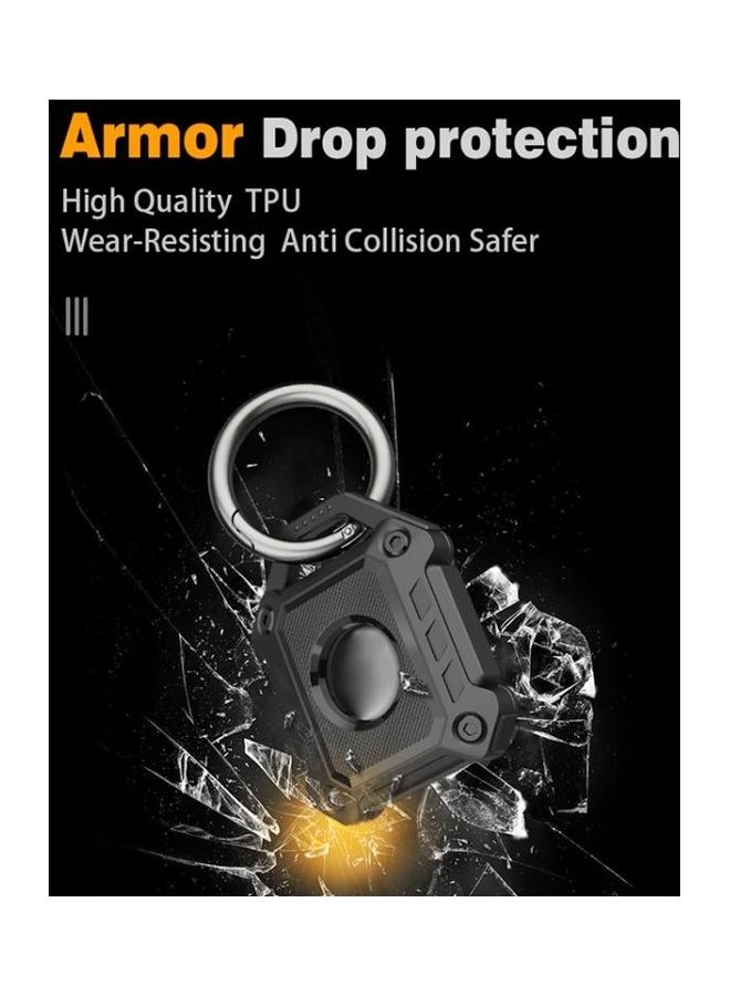 Armor Anti-Scratch Shockproof TPU Protective Cover Case with Keychain Hook Loop for Apple AirTag White