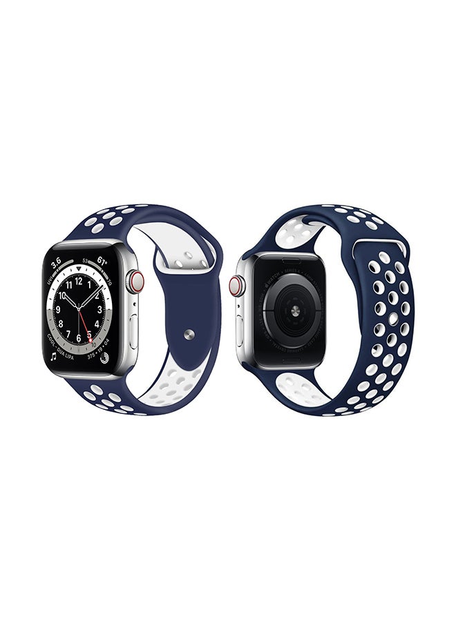Replacement Band For Apple Watch Series 6/SE/5/4/3/2/1 Midnight Blue White