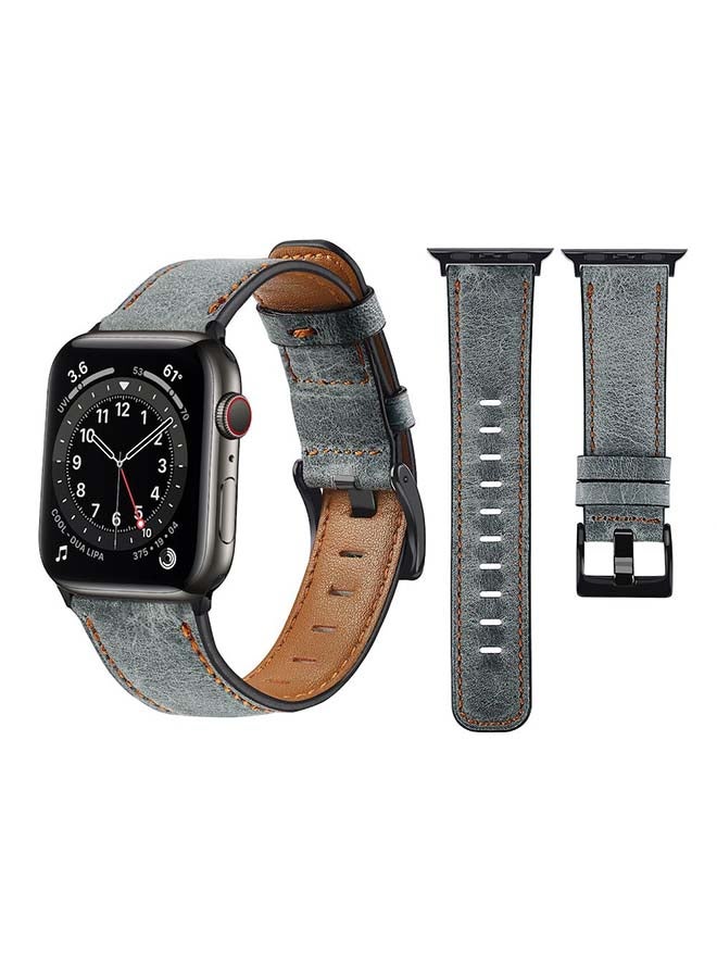 Retro Leather Replacement Band For Apple Watch Series 6/SE/5/4/3/2/1 Grey