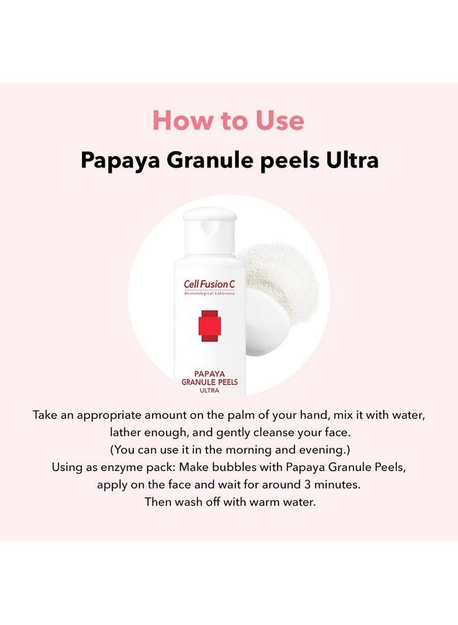 Papaya Granule Peels : Daily Face Exfoliator Enzyme Powder Pore Cleanser For All Skin Types