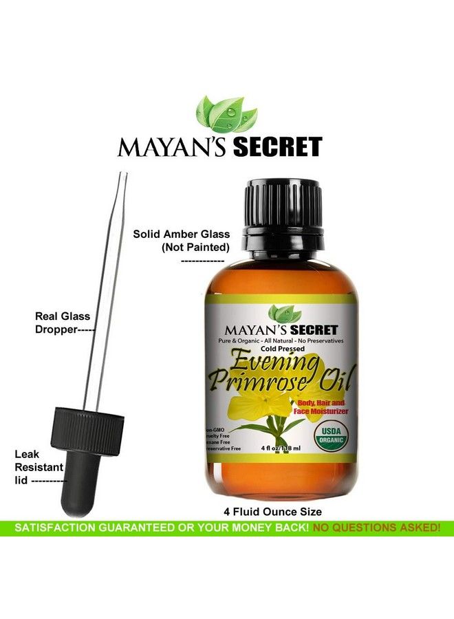 Evening Primrose Oil Usda Certified Organic/Natural/Undiluted/Unrefined/Cold Pressed Carrier Oil Rejuvenate And Moisturize The Skin And Hair