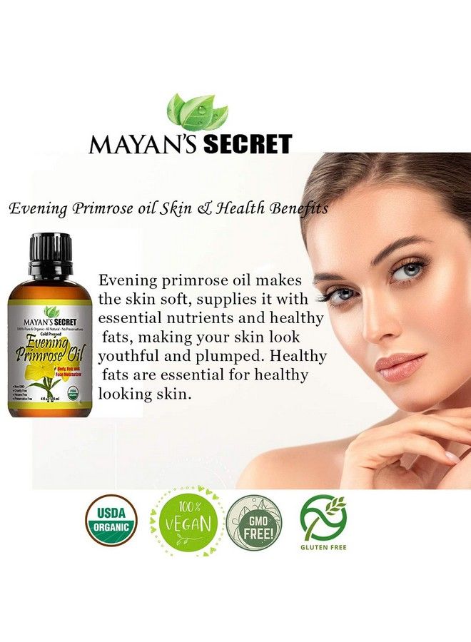 Evening Primrose Oil Usda Certified Organic/Natural/Undiluted/Unrefined/Cold Pressed Carrier Oil Rejuvenate And Moisturize The Skin And Hair