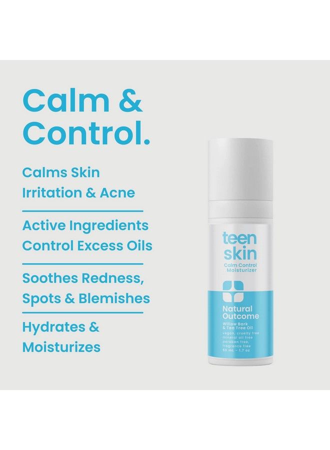 Teen Skin Gentle Moisturizer : Daily Boys & Girls Calm Control Facial Moisturizer : Nontoxic Ingredients For All Skin Types : Soothing Acne Treatment For Teens Preteens & Kids : 50 Ml