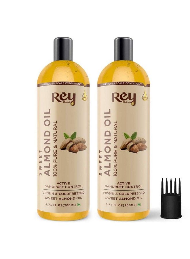 Almond Hair Oil ; 100% Pure Almond Oil (Badam Oil) ; Virgin & Cold Pressed Sweet Almond Oil For Hair And Skin 200Ml (Pack Of 2)