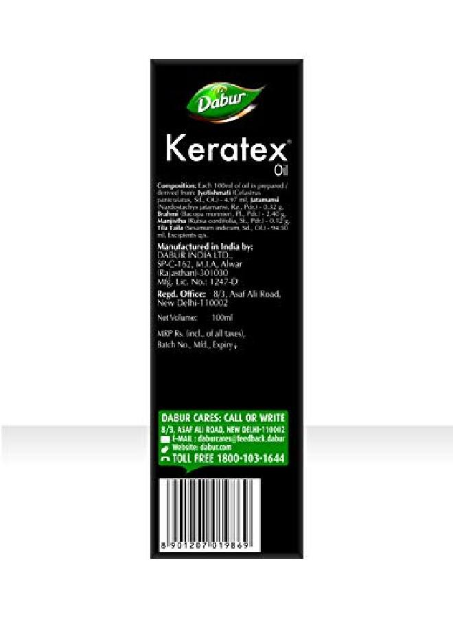 Keratex Oil Ayurvedic Medicinal Oil Reduces Hairfall by 56.5% 100 ml (Pack of 2)