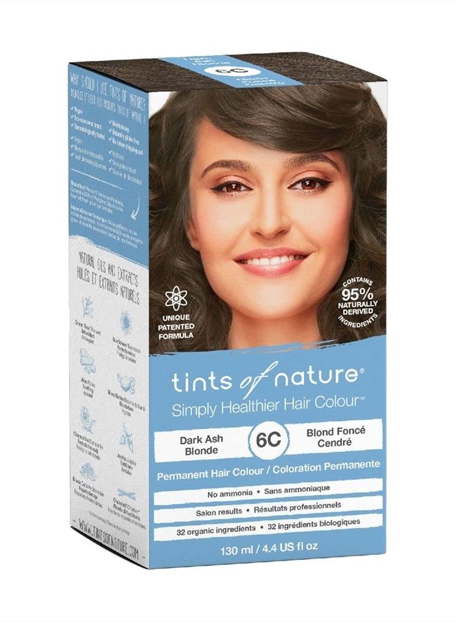 Permanent Hair Dye, Nourishes Hair & Covers Greys, 1 x 130ml - 6C Dark Ash Blonde