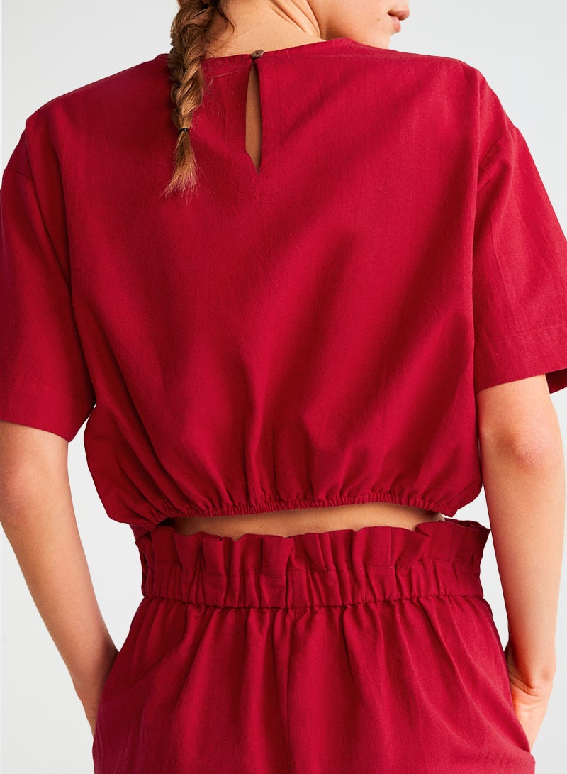 Ring Detailed Blouse Red