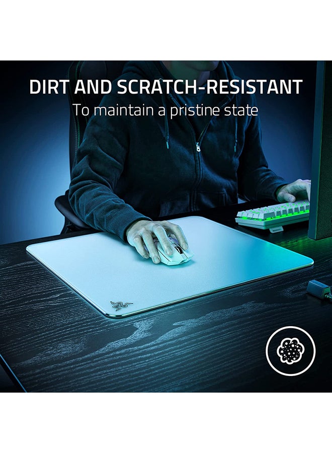 Razer Atlas Tempered Glass Gaming Mouse Mat, Ultra-Smooth Micro-Etched Surface, Dirt and Scratch-Resistant, Anti-Slip Base, Quiet Mouse Movements - White