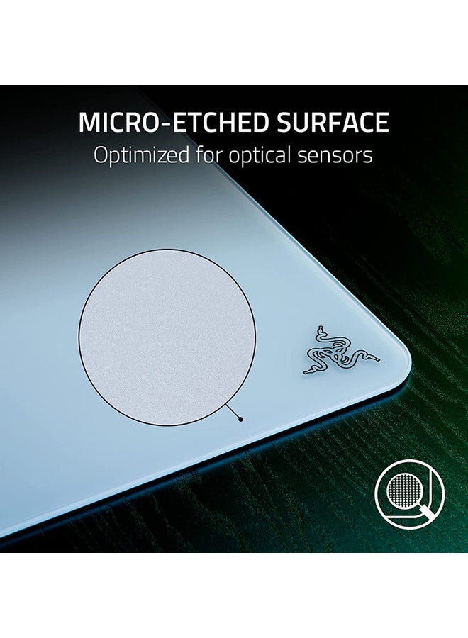 Razer Atlas Tempered Glass Gaming Mouse Mat, Ultra-Smooth Micro-Etched Surface, Dirt and Scratch-Resistant, Anti-Slip Base, Quiet Mouse Movements - White