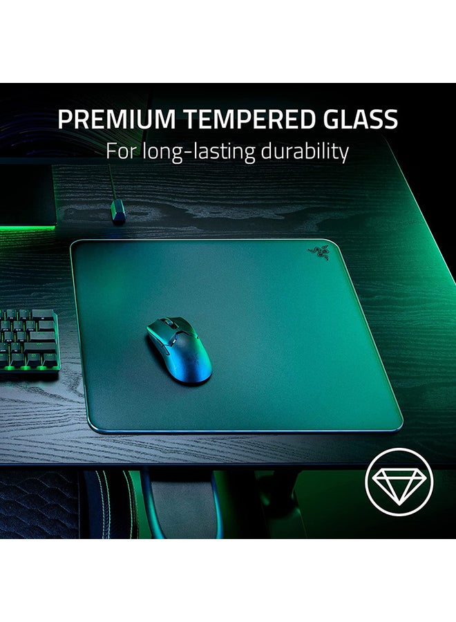Razer Atlas Tempered Glass Gaming Mouse Mat, Ultra-Smooth Micro-Etched Surface, Dirt and Scratch-Resistant, Anti-Slip Base, Quiet Mouse Movements - Black