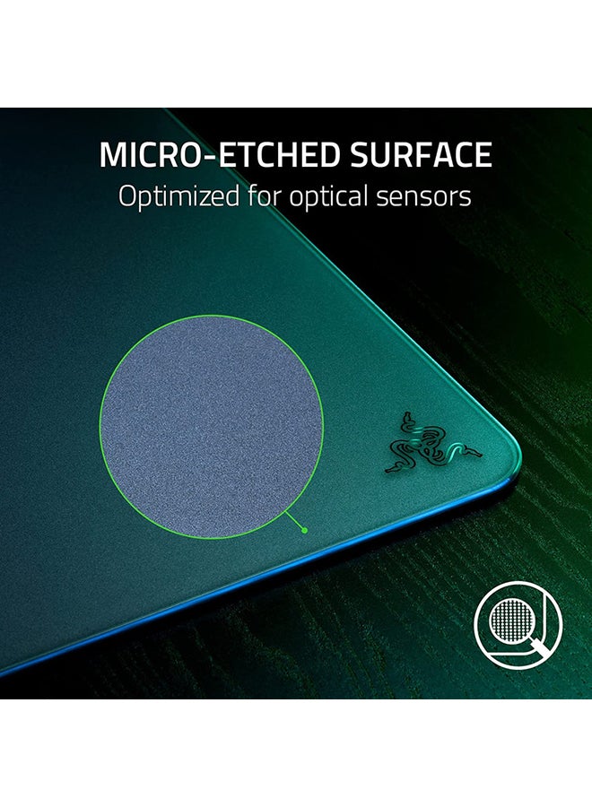 Razer Atlas Tempered Glass Gaming Mouse Mat, Ultra-Smooth Micro-Etched Surface, Dirt and Scratch-Resistant, Anti-Slip Base, Quiet Mouse Movements - Black