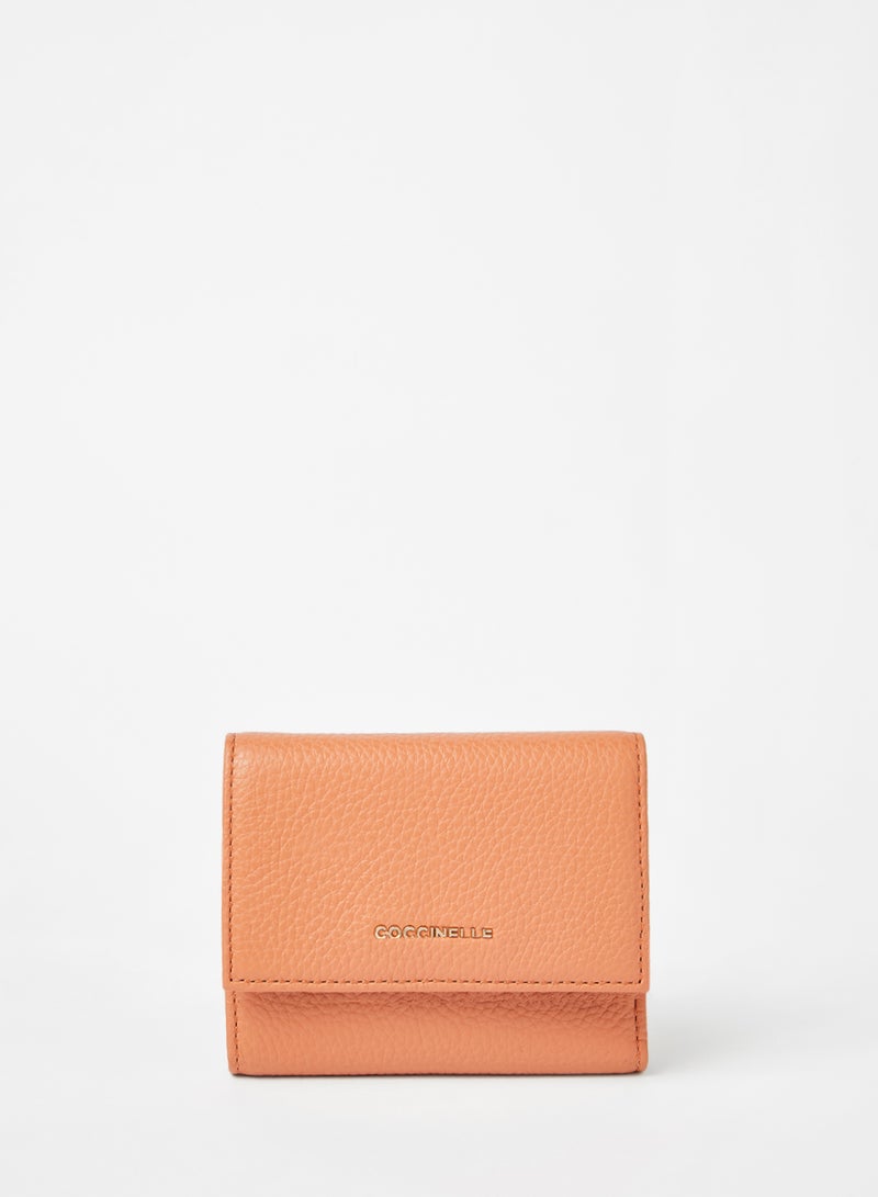 Leather Flap Wallet Brown