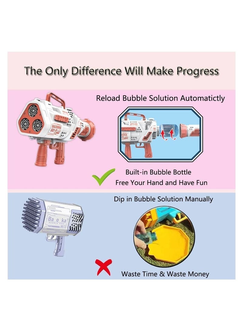 Bubble Gun Blower Bubble Auto Machine Gun 24 Hole Light Up Bubble Maker Rocket Launcher Bubble Maker Electric Bubble Gun Bubble Blaster for Kids Summer Toy Birthday Gift