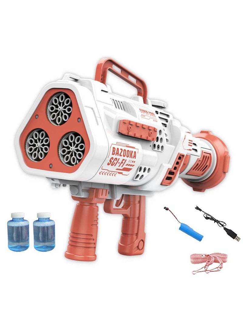 Bubble Gun Blower Bubble Auto Machine Gun 24 Hole Light Up Bubble Maker Rocket Launcher Bubble Maker Electric Bubble Gun Bubble Blaster for Kids Summer Toy Birthday Gift