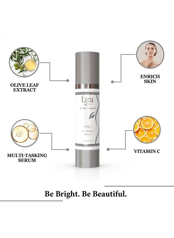 Pro C4 Retinol Serum - Anti Aging Face Serum with Plant Stem Cells - Vitamin C Brightening Serum with Licorice and Olive Extract - Perfect for Acne Prone Skin - 1.69 Ounce