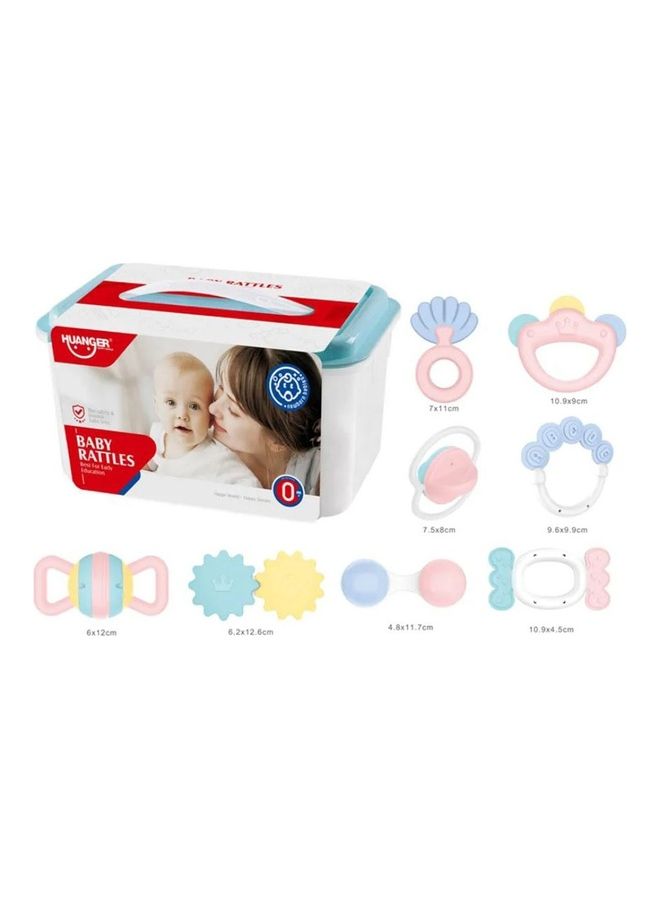 He0128 Round Shape Infant Teeth And Rattle Non-Toxic Cheaper Plastic Baby Rattle Set