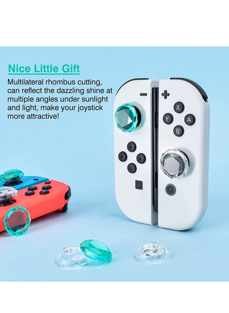 Thumb Grip Caps Compatible with Switch & Lite OLED Joy Con, 4PCS 3D Crystal Clear Console Joystick Cover - and Green