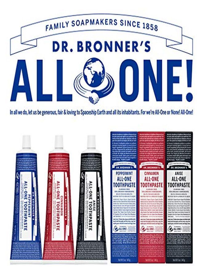 All-One Toothpaste (Peppermint, 1 Ounce, 3-Pack) - 70% Organic Ingredients, Natural And Effective, Fluoride-Free, Sls-Free, Helps Freshen Breath, Reduce Plaque, Whiten Teeth, Vegan