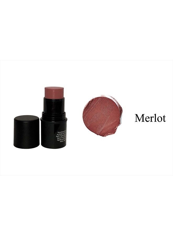 Natural Organic Cream Blush Stick Cheek Tint, 100% Natural, Vegan, Gluten Free, Cruelty Free, Made in the USA, 0.18 oz. (Merlot)