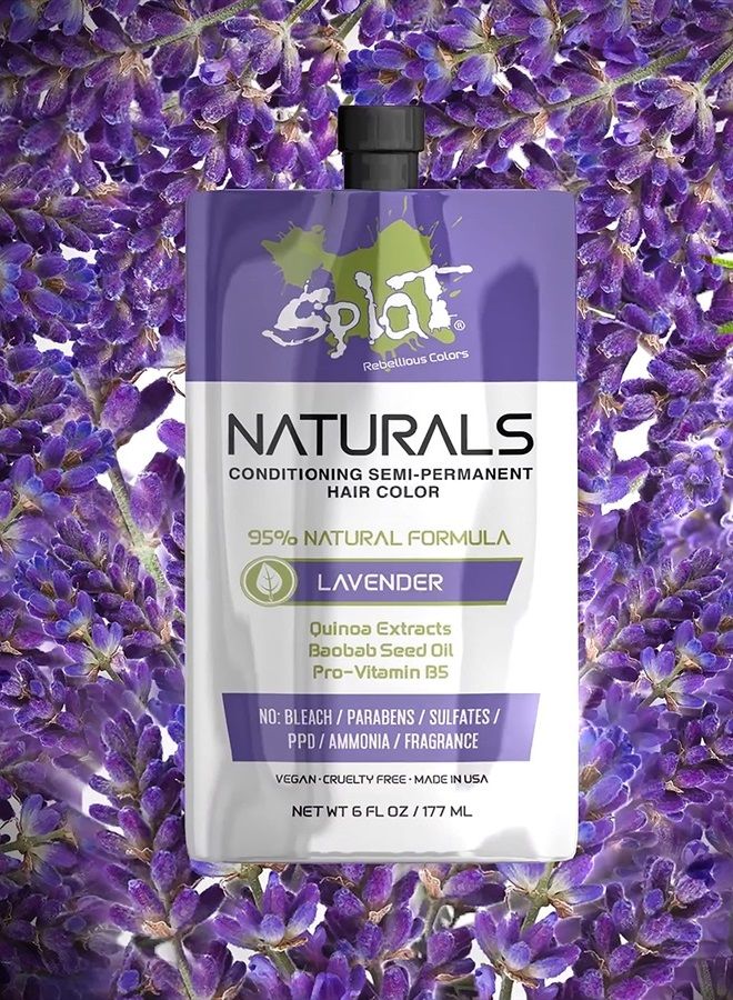 Naturals, Semi-Permanent Lavender Hair Dye : 100% Vegan, Cruelty-Free, No Bleach Required, Free of Ammonia, PPD, Parabens & Sulfates - 6 Oz