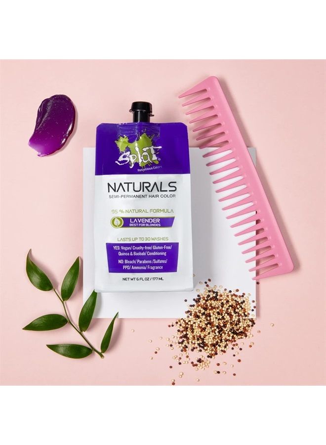 Naturals, Semi-Permanent Lavender Hair Dye : 100% Vegan, Cruelty-Free, No Bleach Required, Free of Ammonia, PPD, Parabens & Sulfates - 6 Oz