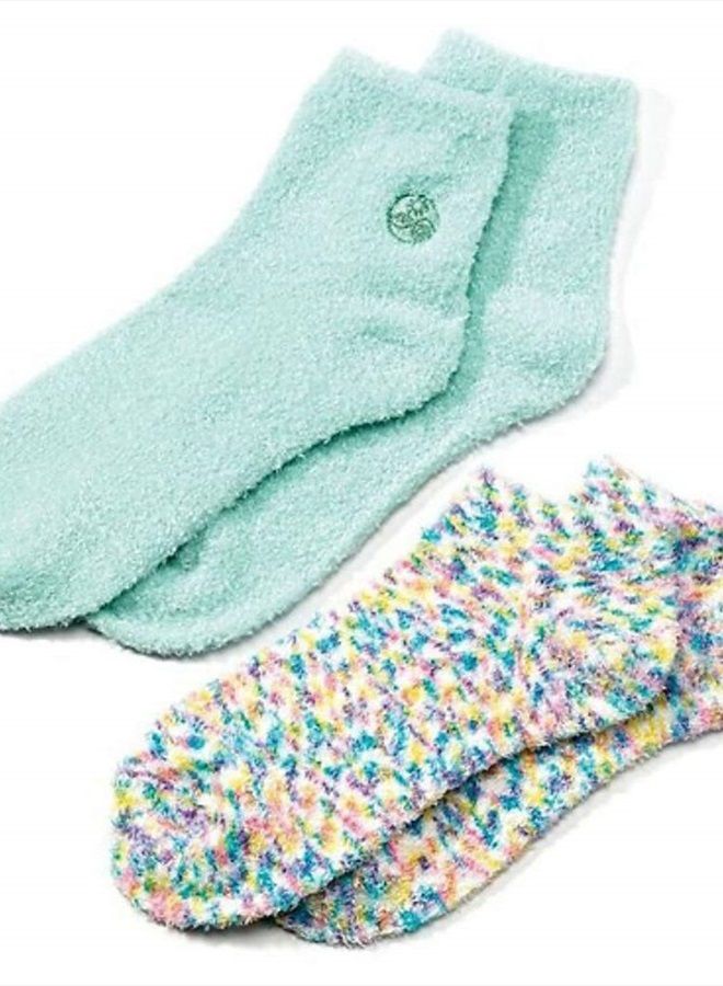 Aloe Vera Socks – Infused with natural aloe vera & Vitamin E – Helps Dry Feet, Cracked Heels, Calluses- Use with your Favorite Lotions for Spa Pedicure - Confetti Green - 2 Pairs