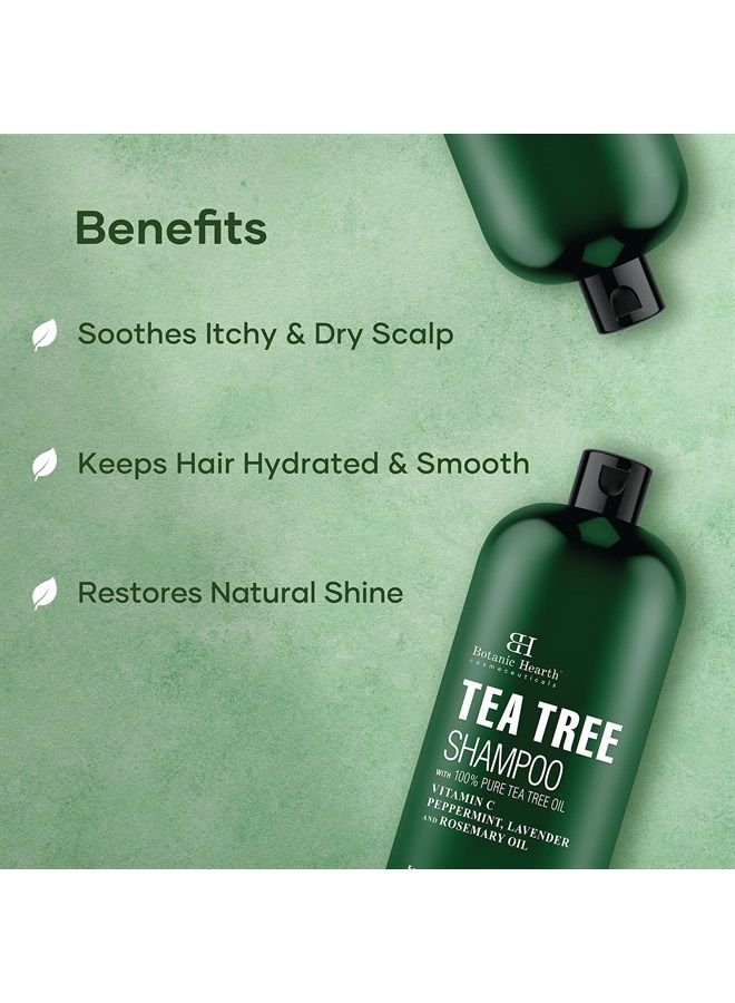 Tea Tree Shampoo, Vitamin C, Peppermint, Lavender and Rosemary Oil, Fights Dandruff and Dry Scalp, 16 fl oz